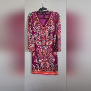 Laundry By Shelly Segal Paisley Print V-Neck Dress